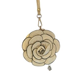 Leather Flower Wristlet w/ Beaded Flower Dangle